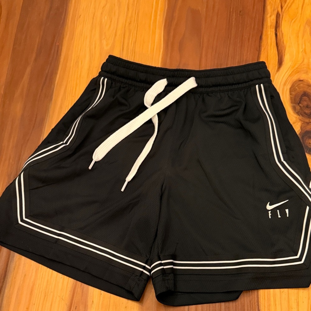 Nike Women’s Black Athletic Fly Shorts with White Trim